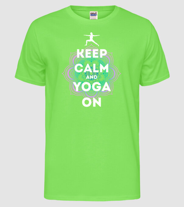 keepcalm yoga white model verde neon pe tricou