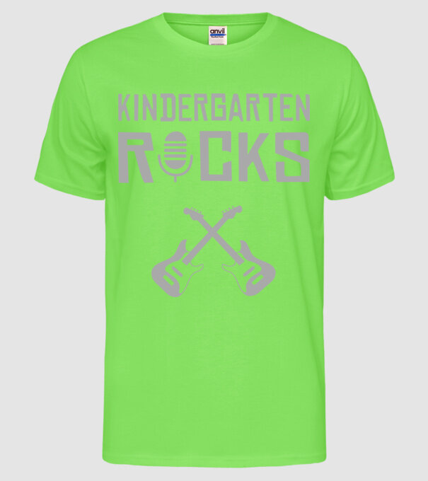 Kindergarten rocks model verde neon pe tricou
