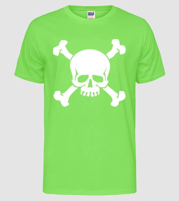 craniu 2 model verde neon pe tricou