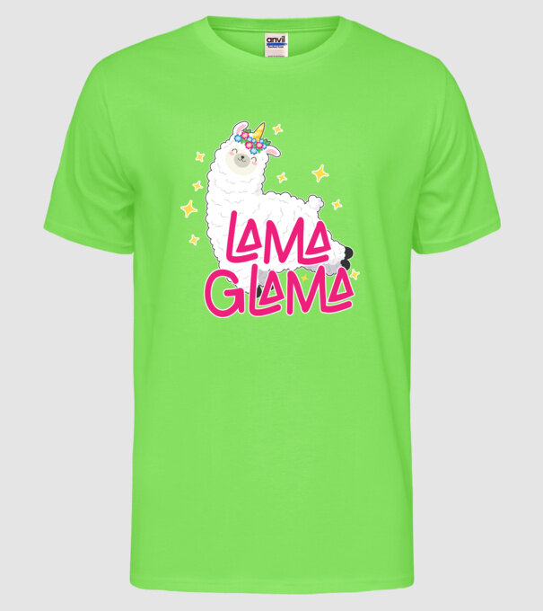 Lama glama model verde neon pe tricou