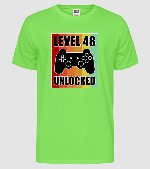 level 48 unlocked retro gamer model verde neon pe tricou