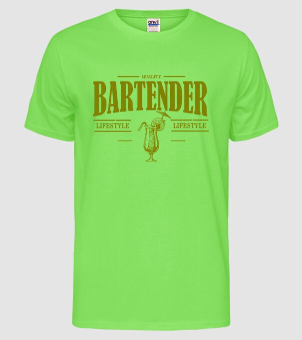 Lifestyle Bartender model verde neon pe tricou