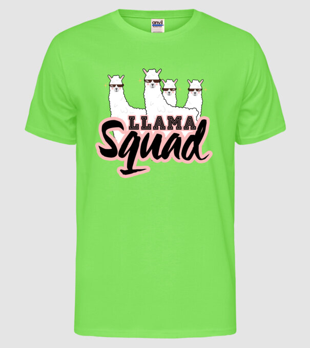 Llama squad model verde neon pe tricou