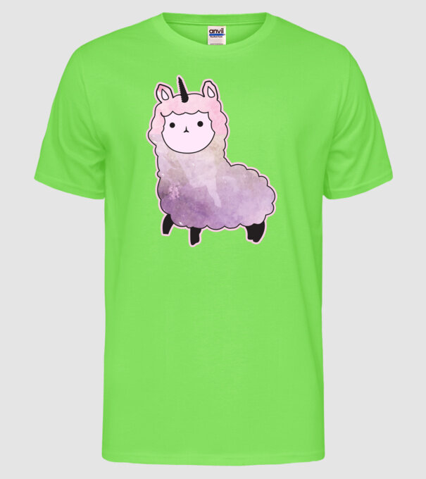 Llamacorn cutie model verde neon pe tricou