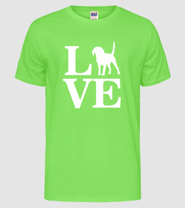 LOVE BEAGLE model verde neon pe tricou