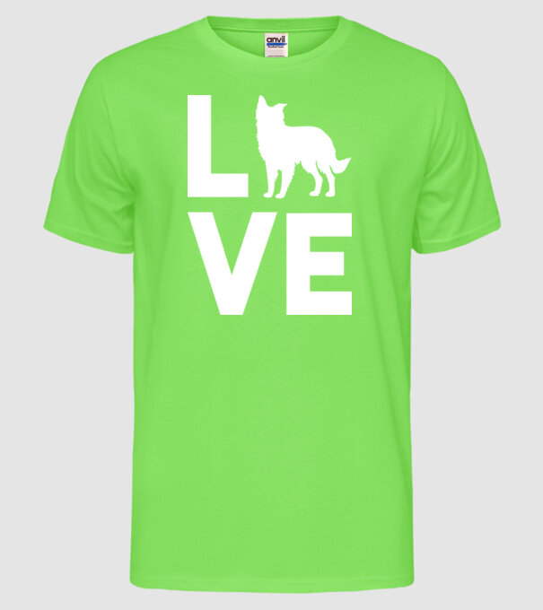 LOVE Border Collie model verde neon pe tricou