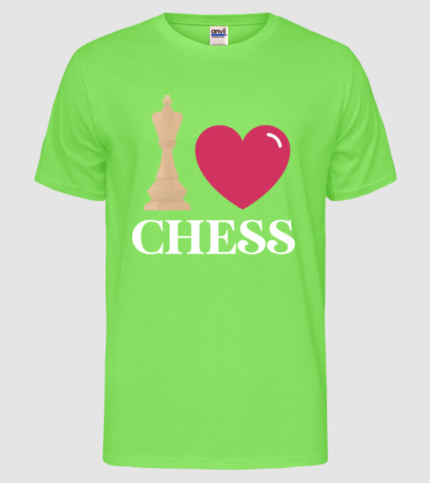 Love chess model verde neon pe tricou