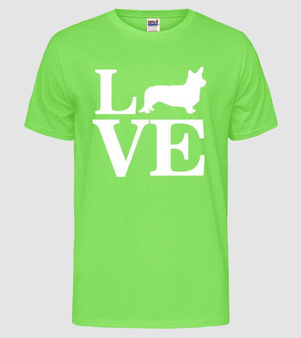 LOVE CORGIE model verde neon pe tricou