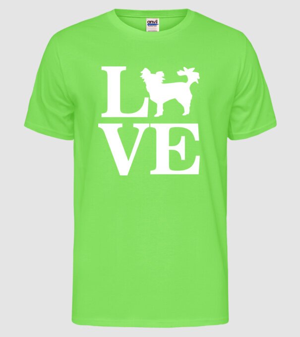 LOVE CHIHUAHUA model verde neon pe tricou