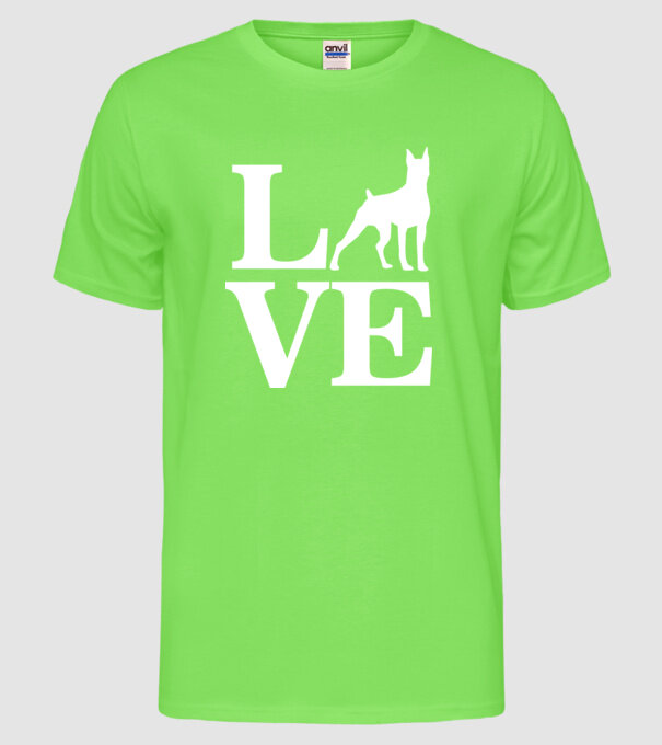 LOVE DOBBERMAN model verde neon pe tricou