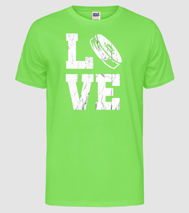 Love hockey model verde neon pe tricou