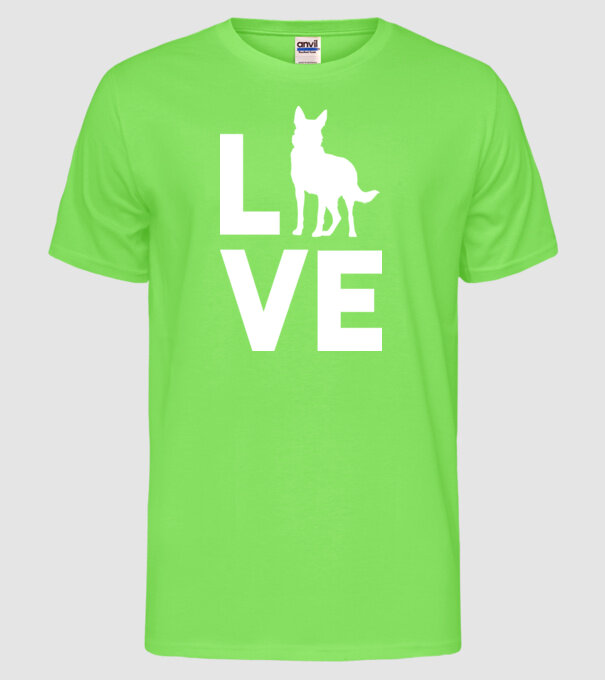 LOVE ciobănesc german model verde neon pe tricou