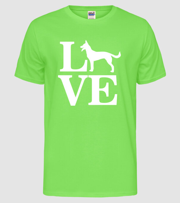LOVE CIOBANESC GERMAN model verde neon pe tricou