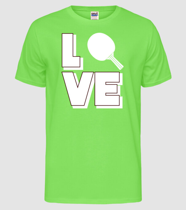 Love pingpong model verde neon pe tricou