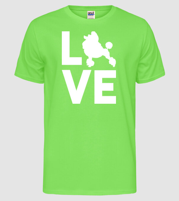 LOVE Pudel model verde neon pe tricou