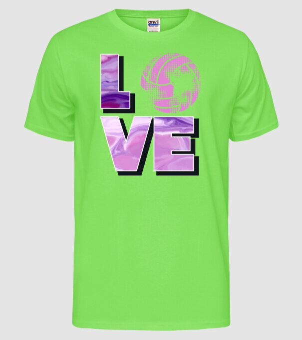 Love volleyball model verde neon pe tricou