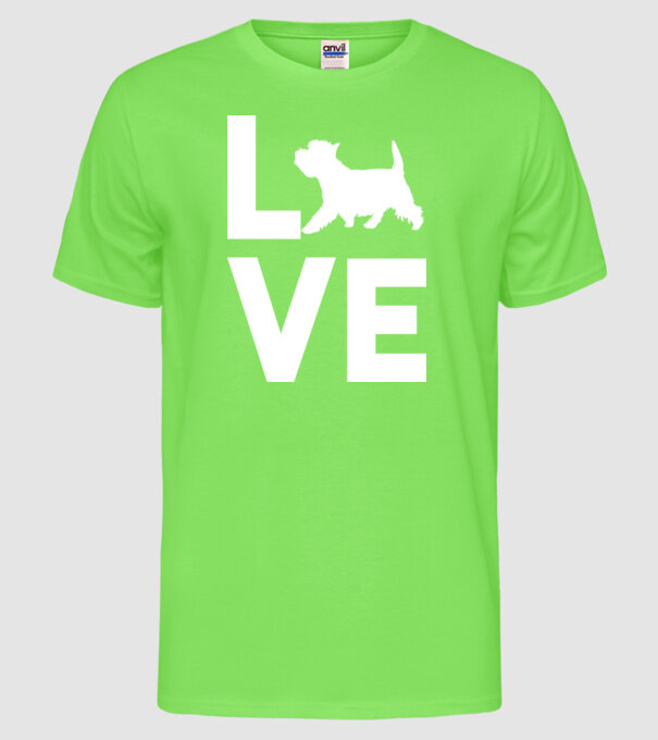 LOVE Westie model verde neon pe tricou