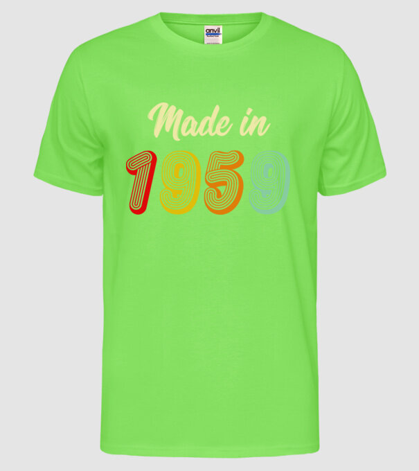 made in 1959 retro model verde neon pe tricou