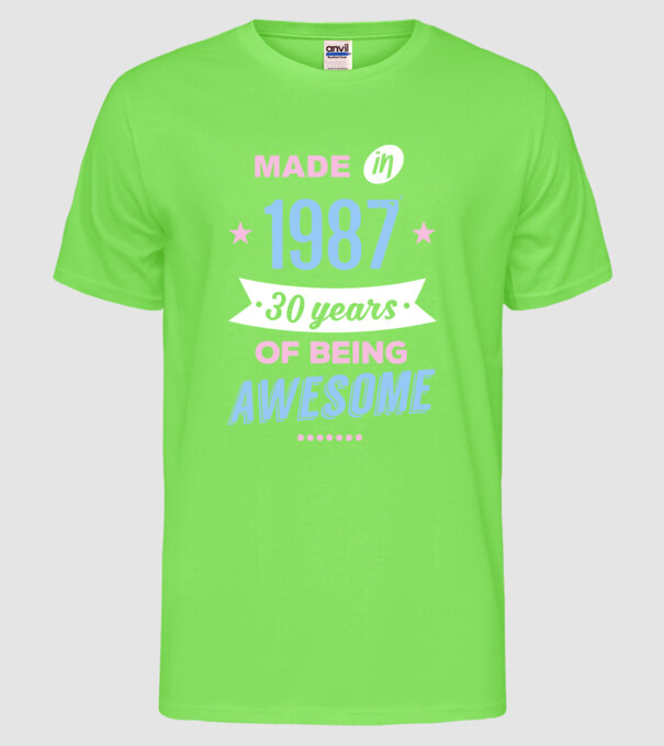 Made in - 1987 model verde neon pe tricou