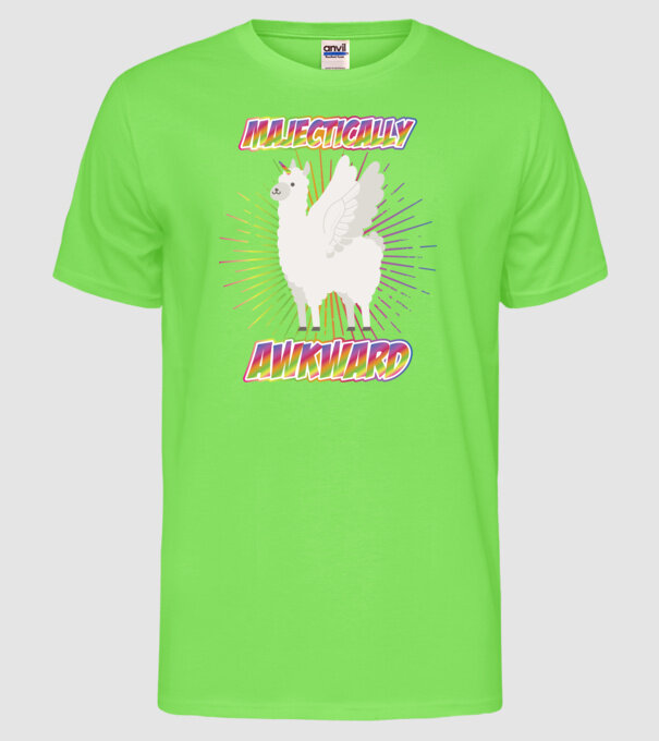 Majestically Awkward model verde neon pe tricou