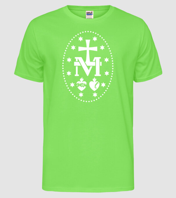 Simboluri medalie Maria model verde neon pe tricou