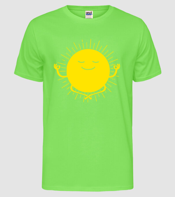 Soare meditând model verde neon pe tricou