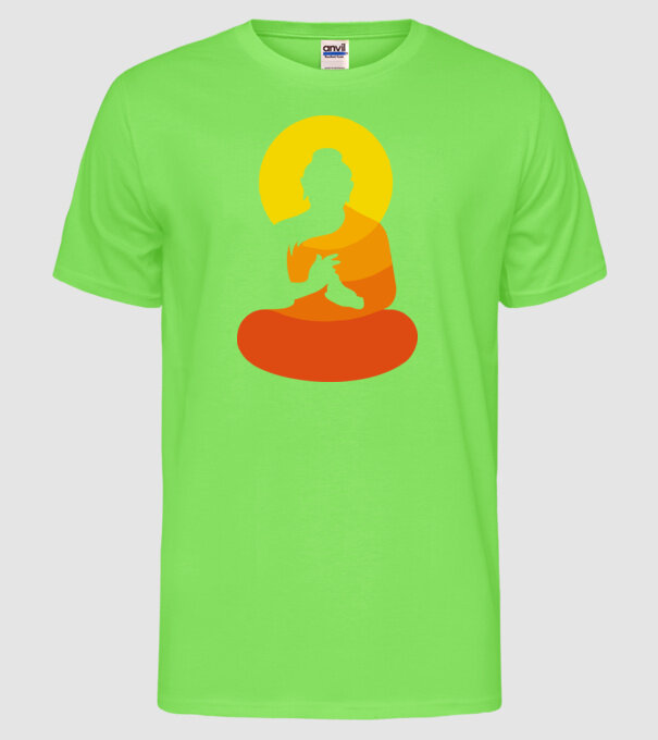 Călugăr meditator model verde neon pe tricou