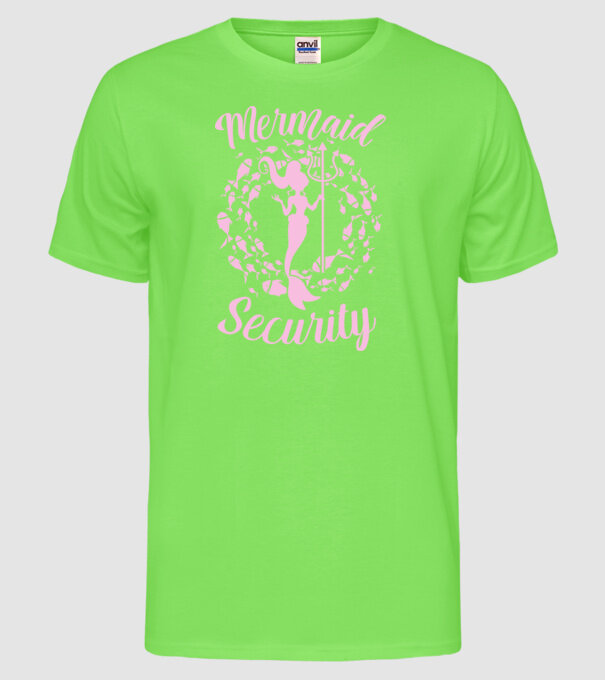 Mermaid Security girls model verde neon pe tricou