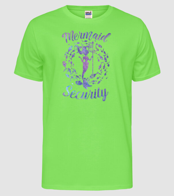 Mermaid Security girls aquarell model verde neon pe tricou