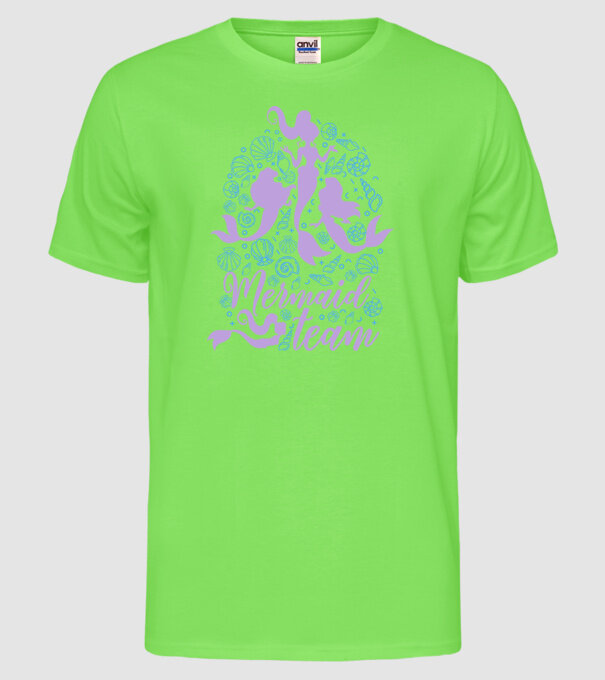 MermaidTeam model verde neon pe tricou