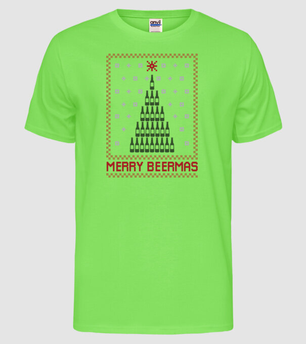 Merry Beermas model verde neon pe tricou