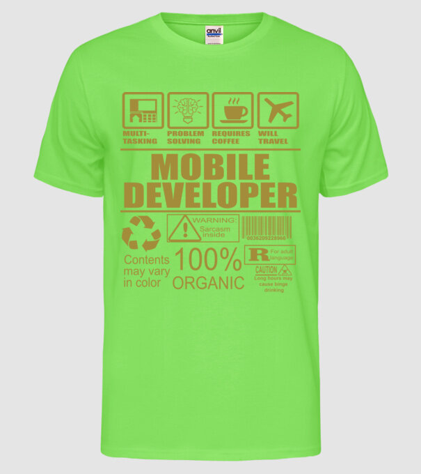 Mobile developer model verde neon pe tricou