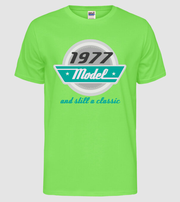 Model and still a classic - 1977 model verde neon pe tricou
