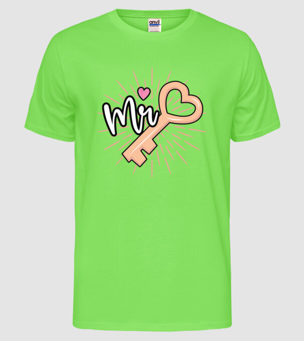 Mr key to the heart model verde neon pe tricou