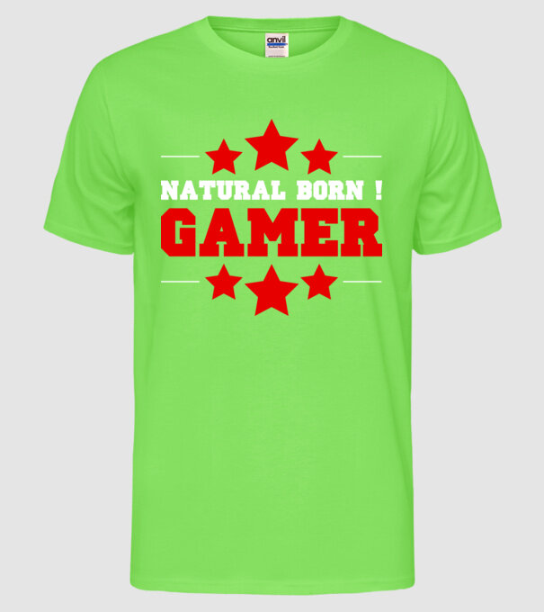 Natural born gamer model verde neon pe tricou