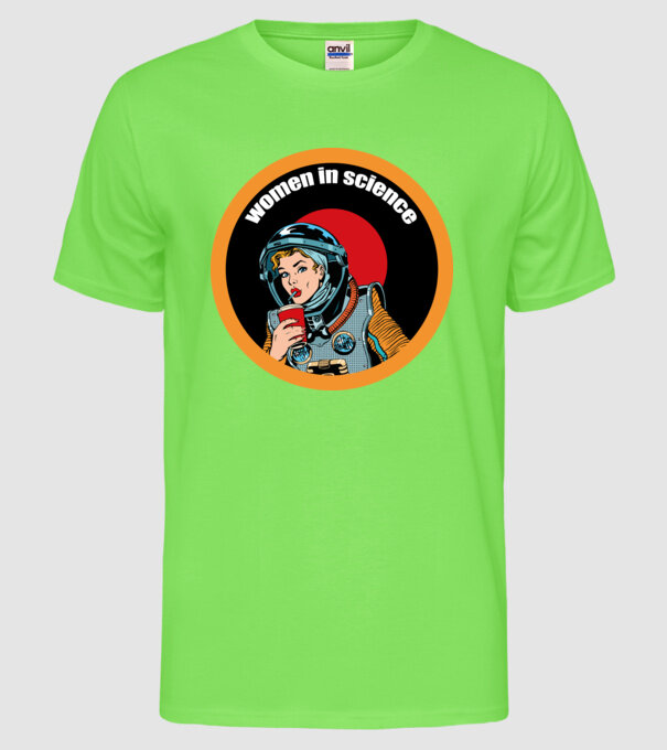 Femeile în știință model verde neon pe tricou