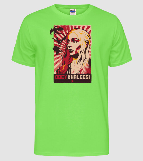 Obey Khaleesi model verde neon pe tricou