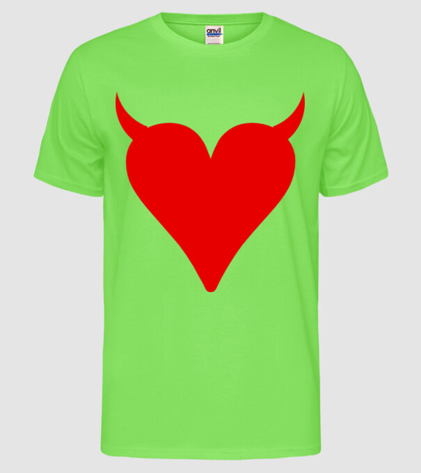 Inimă de diavol model verde neon pe tricou