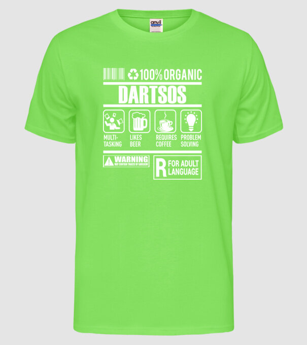 JUCĂTOR DARTS organic model verde neon pe tricou