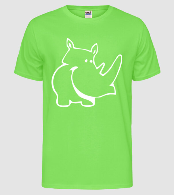 Rinocer model verde neon pe tricou