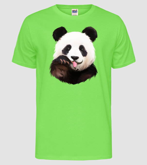 Panda face model verde neon pe tricou