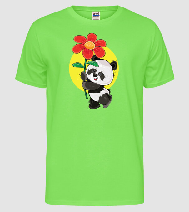 Dragoste panda model verde neon pe tricou