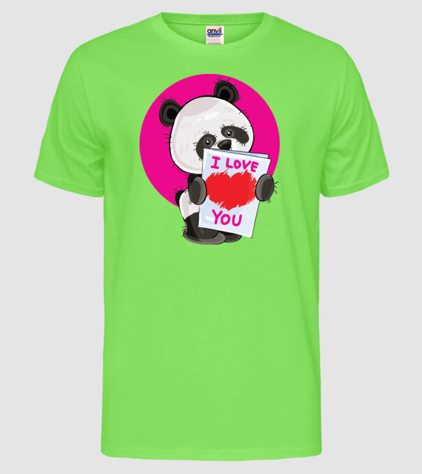dragoste panda model verde neon pe tricou