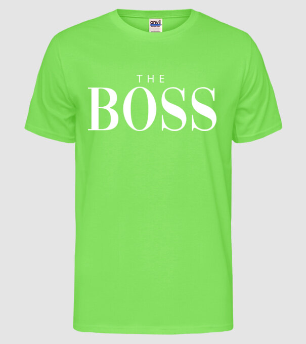 Motiv cuplu The Boss model verde neon pe tricou