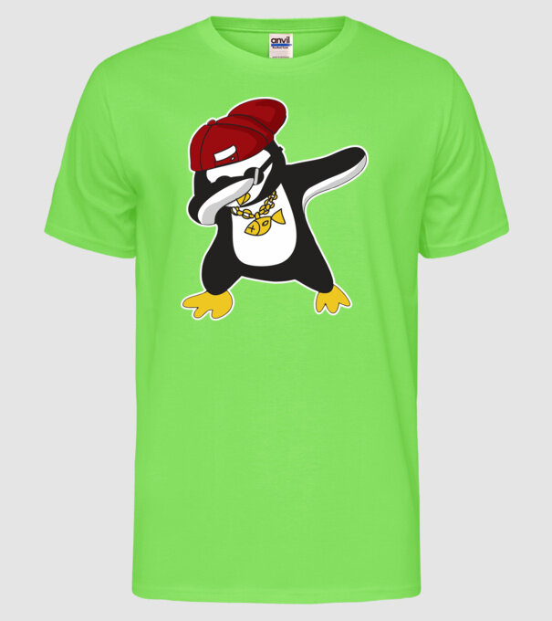 Pinguin DAB model verde neon pe tricou