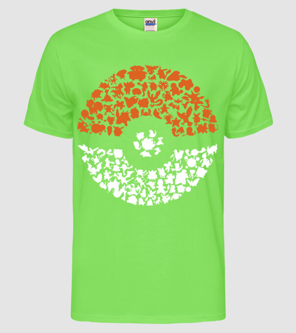 Pokeball model verde neon pe tricou