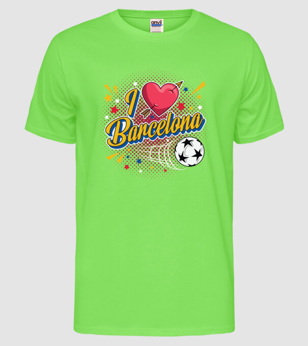 Popart Barcelona model verde neon pe tricou