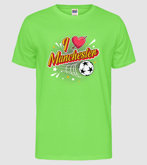 Popart Manchester model verde neon pe tricou
