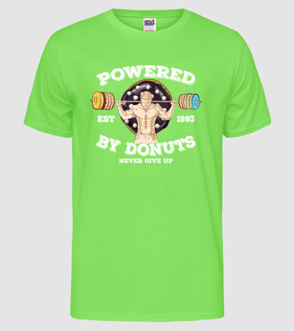 Powered by donuts model verde neon pe tricou