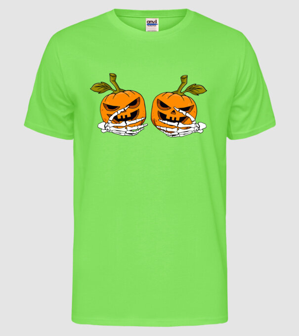 Pumpkin titts model verde neon pe tricou